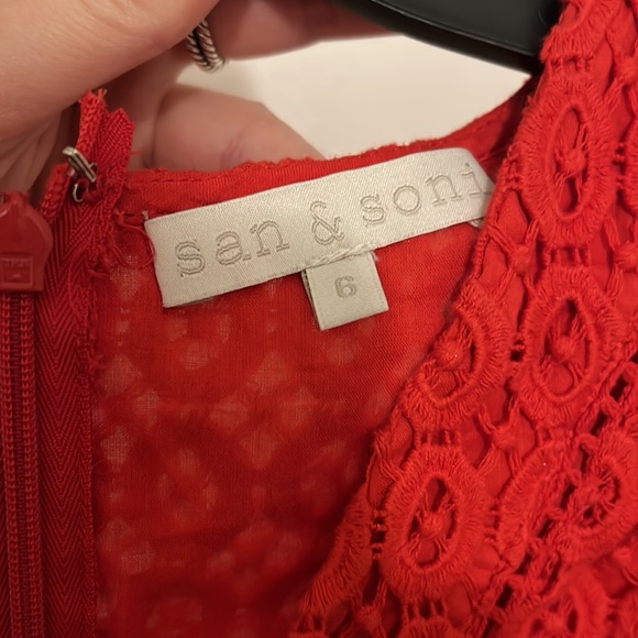 Anthropologie San & Soni Lace Mini Dress in Red -Size 6 - Picture 3 of 5